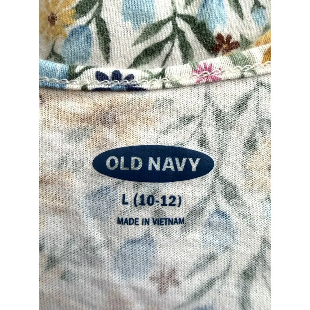 White Spring Flowers Girls Sleeveless Floral Sundress by Old Navy sz Large 10/12